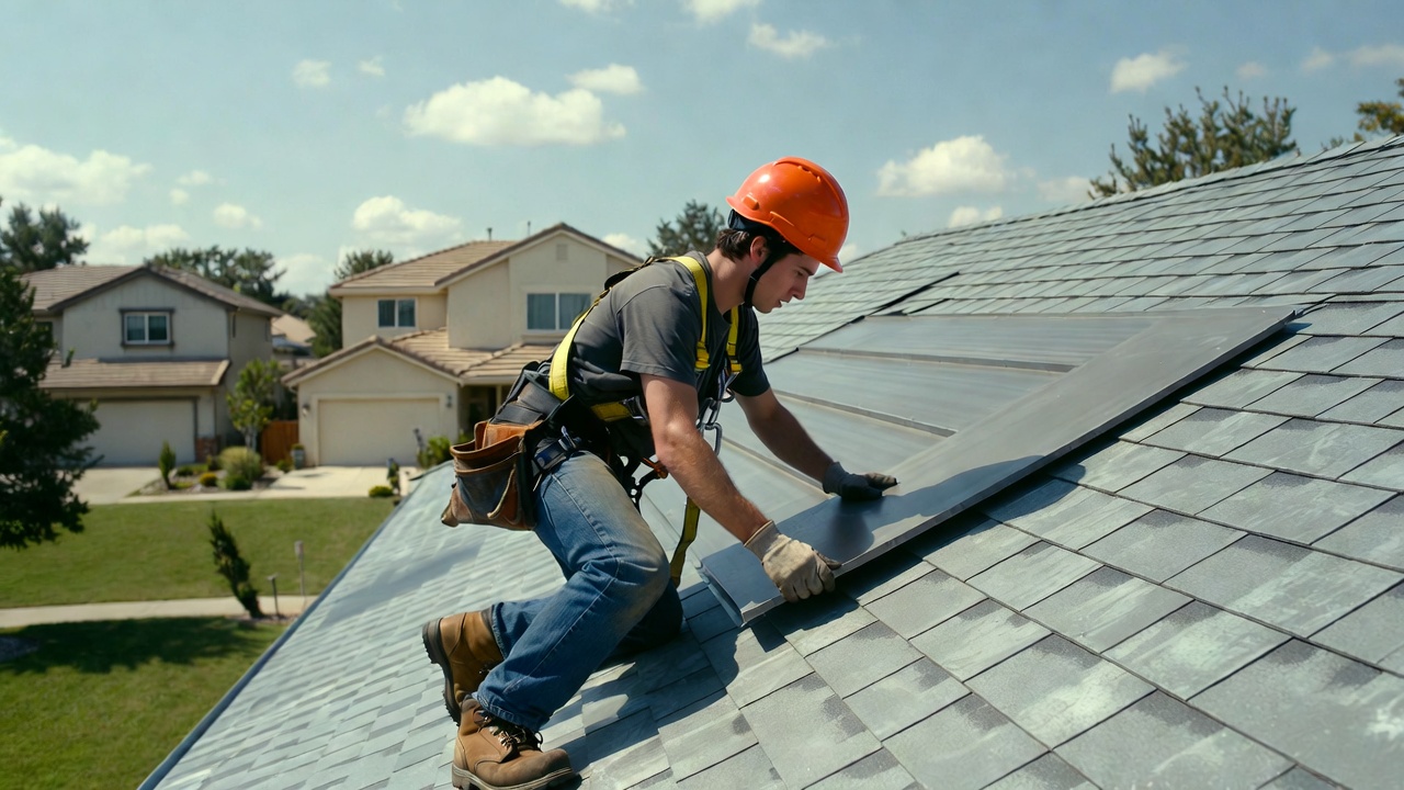 Residential metal roofing installation — standing seam roof on a home